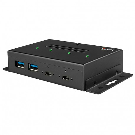 USB Hub - LINDY 4 Port USB 3.2 Gen 2 Type C Metal Hub, 10 Gbps