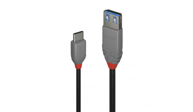 LINDY Anthra USB 3.2 Type C to A Adapter Cable, 10Gbps, 0.15m, Black
