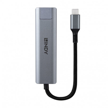 USB Hub - LINDY USB 3.2 Gen 2 Type C Hub, 3 Port & Gigabit Ethernet