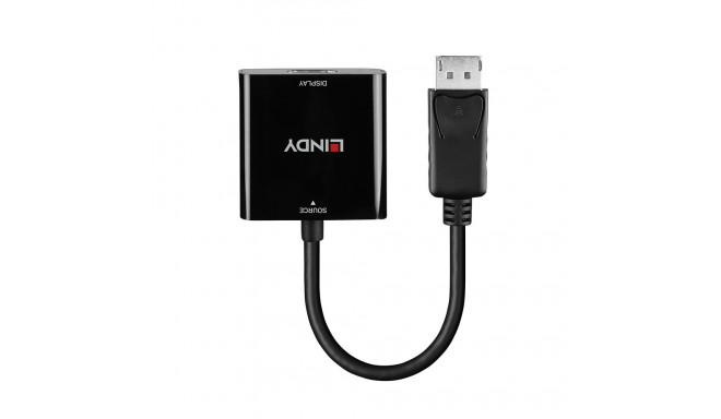 LINDY DisplayPort 1.2 to HDMI 4K 60Hz Active Adapter, 100mm, Black