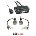 2 Port DVI-D Single Link, USB 2.0 & Audio Cable KVM Switch Switch between 2 DVI equipped PCs from on