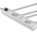 6-Way Schuko Mains Power Extension with Switch Schuko sockets, 45° angled