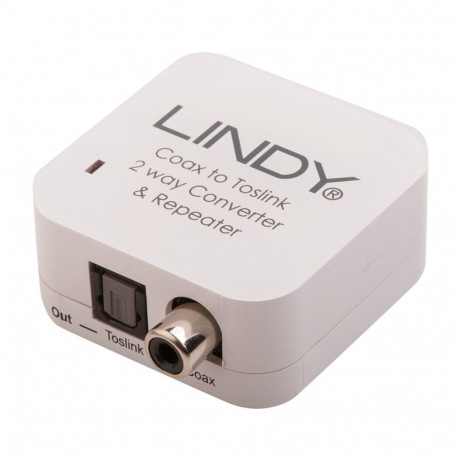 Sound Converter - LINDY TosLink (Optical) and Coaxial Bi-Directional Converter, 192kHz, White