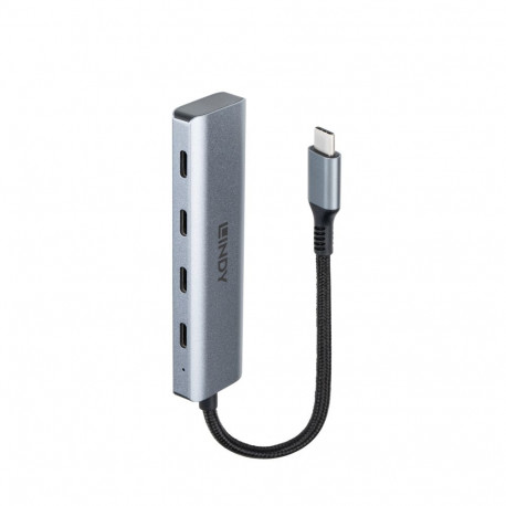 USB Hub - LINDY 4 Ports USB 3.2 Gen 2 Type C Hub, 10 Gbps, Compact Design