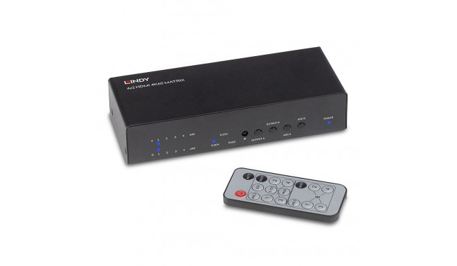 AV Switch - LINDY 4x2 HDMI 4K60 Matrix with EDID Control and Dual Audio Extraction