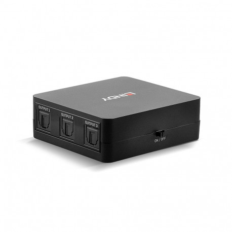 Audio Splitter - LINDY 3 Port TosLink Digital Audio Splitter LPCM2.0, DTS, Dolby Digital, Black