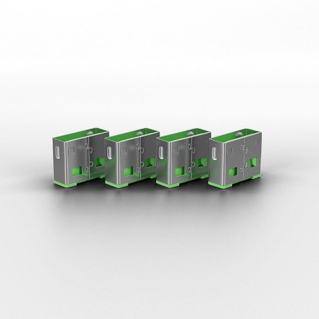 USB Accessory - LINDY USB A Port Blocker 4 Pcs + Key, 55x19x12mm, Green