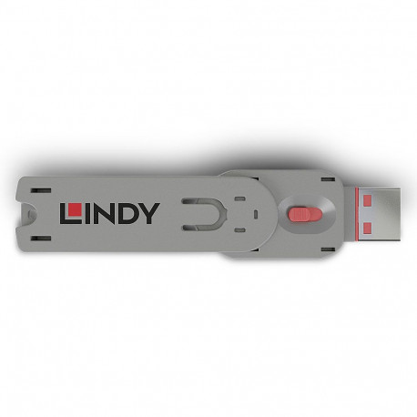 USB Port Blocker - LINDY USB A Port Blocker Key, No. 40450 and 40460, 18x75.16x12mm, Pink