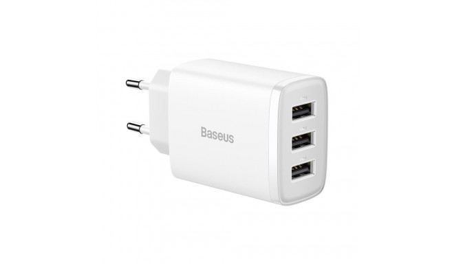 Baseus wall charger Compact 3 x USB white 17w