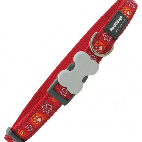Dog collar Red Dingo Style Red Animal footprints (31-47 cm) (2 x 31-47 cm)