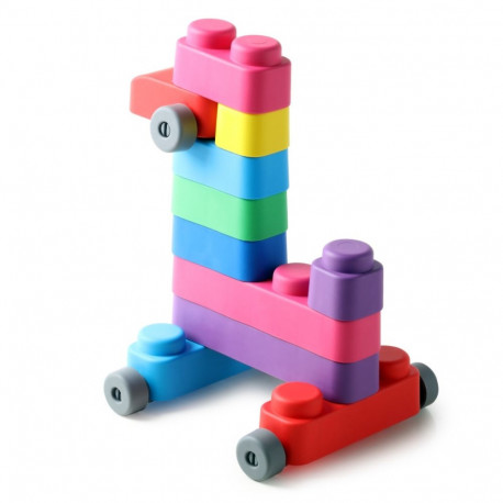 Gerardo's Toys Pehmete klotside komplekt + rattad 14 tk