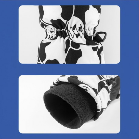 Qunature Qunature Panda Heat Transfer Ski Gloves Kids Size S - Black/White