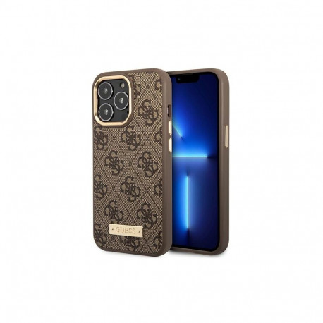 Guess Guess GUHMP14LU4GPRW iPhone 14 Pro 6.1 "brown / brown hard case 4G Logo Plate MagSafe