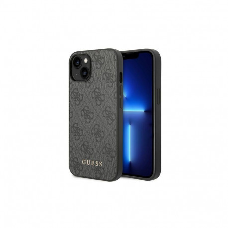 Guess Guess GUHCP14SG4GFGR iPhone 14 6,1" szary/grey hard case 4G Metal Gold Logo