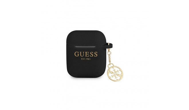 Guess Guess GUA2LSC4EK AirPods 1/2 cover black/black Silicone Charm 4G Collection