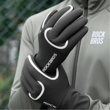 Rockbros Rockbros Full Waterproof Cycling Gloves, Size: L/XL - Black