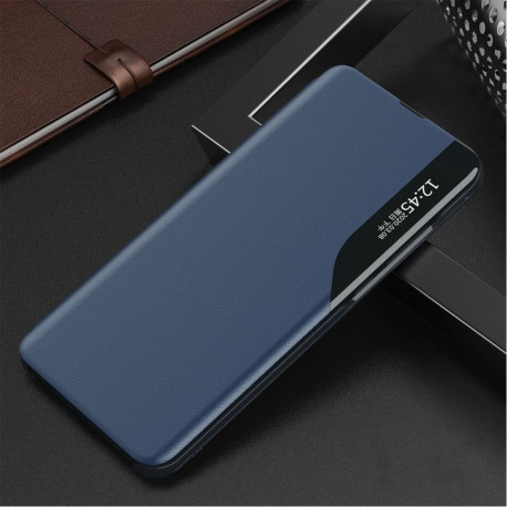 Hurtel Eco Leather View Case elegant case with flap and stand for iPhone 16e - blue