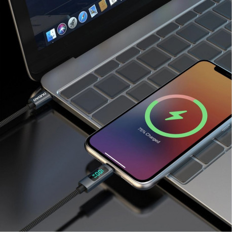 Dudao Dudao L7C USB-C - USB-C 100W Cable with LED Display 1m - Black