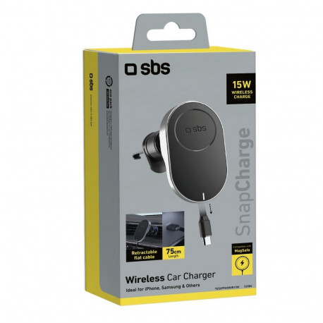 SBS SBS TESUPP15WRETRACABL Wireless Charger Smartphone Holder with Retractable Cable Compatible with