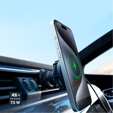 SBS Smartphone holder with inductive charger SBS TESUPFANWIR15W 15W for air vent, with cooling - bla