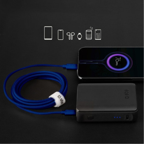 SBS SBS TECABLETISSUETCCB USB-C - USB-C 1.5m 60W braided cable - blue