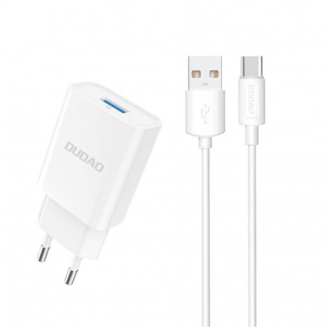Dudao Dudao A4EU USB-A 2.1A wall charger - white + USB-A - USB-C cable