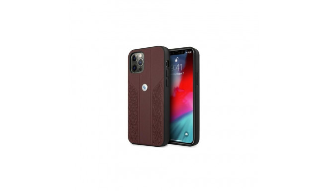 BMW BMW Leather Curve Perforate Case for iPhone 12 Pro Max - Red