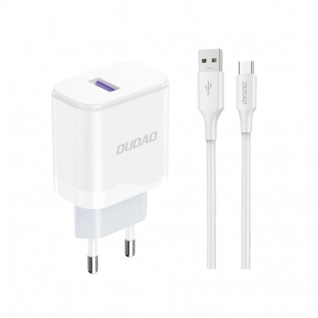 Dudao Dudao A20EU USB-A 18W network charger - white + USB-A - USB-C cable