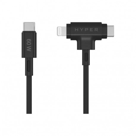 HYPER Juice Silicone USB-C to USB-C and Lightning Hybrid 60W Cable