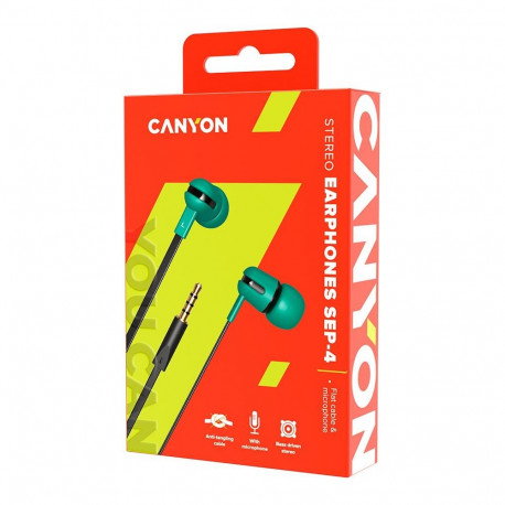 Canyon SEP-4 Stereo earphone with microphone 1.2m flat cabl