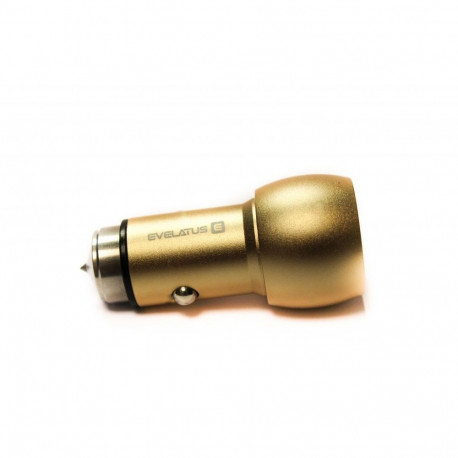 Evelatus - Car Charger ECC01 GOLD 2USB port 3.1A with stainless steel escape tool Gold