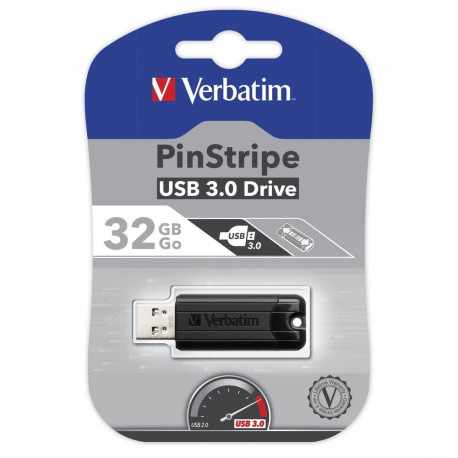 VERBATIM PENDRIVE PINSTRIPE USB 3.0 32GB BLACK 49317