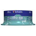 1x25 Verbatim DVD-RW 4,7GB 4x kiirus, matt hõbedane