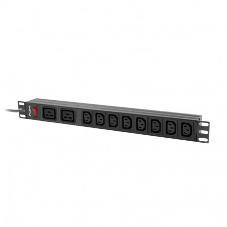 POWER DISTRIBUTION UNIT (PDU) 19" LANBERG 1U 16A 2M 2X C19 8X IEC C13 SOCKETS BLACK C20