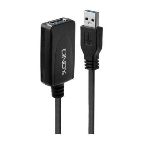 USB 3.2 Gen 1 Aktivverlängerungskabel, USB-A Stecker > USB-A Buchse (schwarz, 5 Meter)
