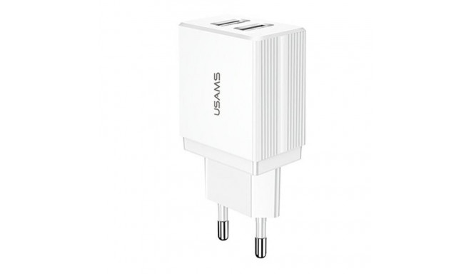 Usams laadija 2xUSB T24 2,1A, valge