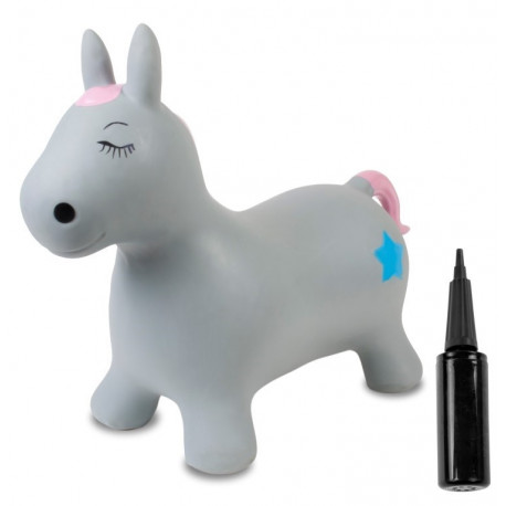 Skoczek gumowy dla dzieci PONY 60 cm szary do skakania z pompką