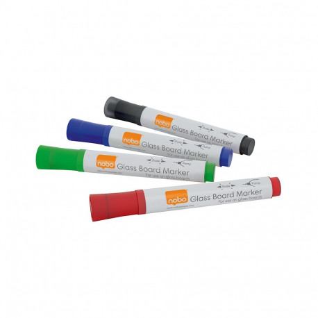 Tahvlimarker klaastahvlile NOBO, 4 värvi