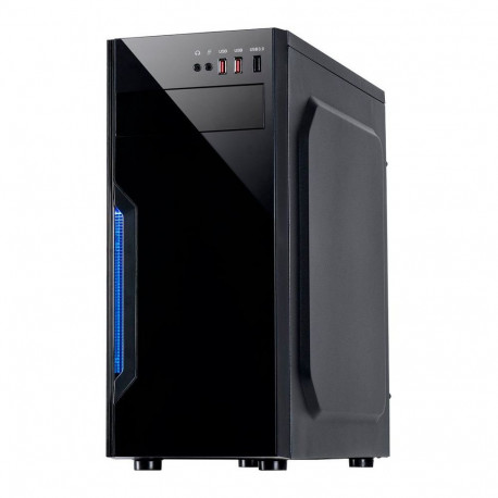 Chassis INTER-TECH B-42 Black Midi Tower, ATX, 2xUSB2.0, Blue LED strip, PSU optional