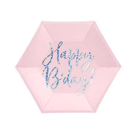 PartyDeco taldrik papist 20 cm, 6 tk, Happy Birthday