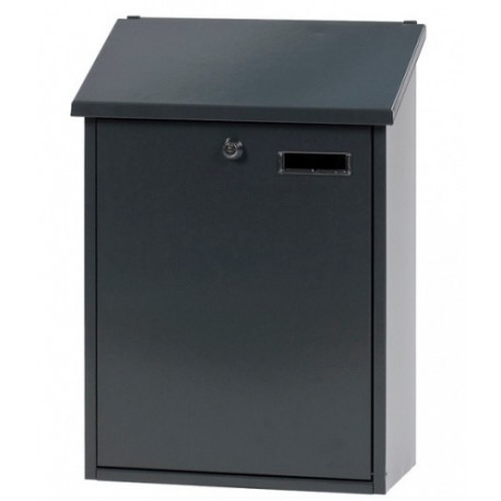 Postkast SEBASTIAN nimesildihoidjaga 44,5x32,5x16cm/ värvitud metall/ antratsiit