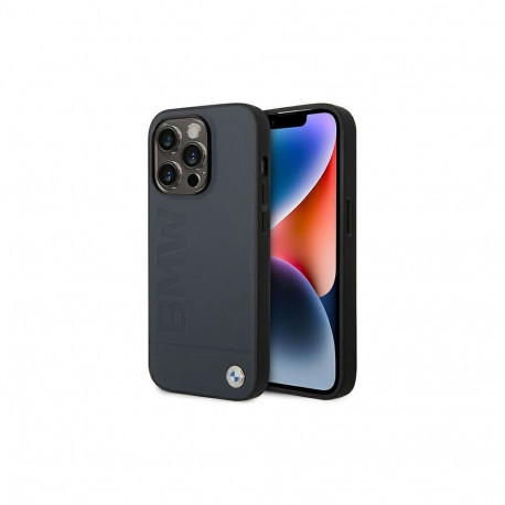 BMW Case BMW BMHMP14XSLLNA iPhone 14 Pro Max 6.7" navy/navy hardcase Leather Hot Stamp MagSafe