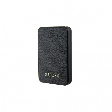 Guess Powerbank 15W 5000mAh 4G Leather Metal Logo Magsafe charger Black