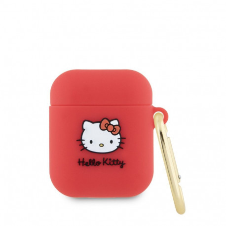 Hello Kitty Apple Airpods 1/2 cover Silicone 3D Kitty Head Red