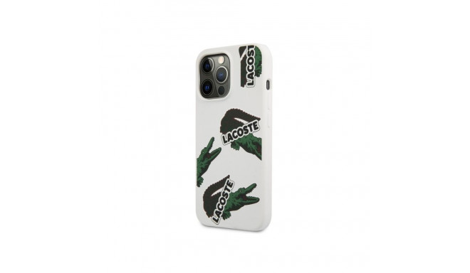 Lacoste Apple iPhone 13 Pro Liquid Silicone Allover Pattern Case White