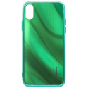 Evelatus kaitseümbris Apple iPhone X/XS Water Ripple Electroplating Tempered Glass, roheline Evelatus kaitseümbris Apple iPhone X/XS Water Ripple Electroplating Tempered Glass, roheline