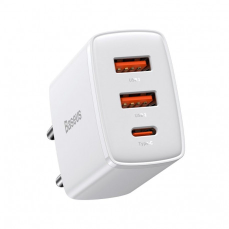 Baseus Baseus Compact fast charger 2x USB / USB Type C 30W 3A Power Delivery Quick Charge white (CCX