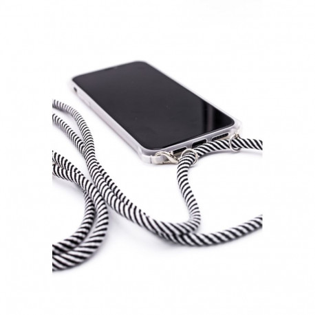 Evelatus Samsung A30s Case with rope Black Stripes Transparent