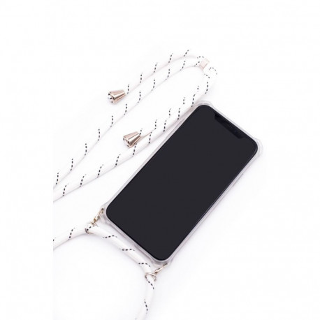 Evelatus Samsung A70 Case with rope White Stripes Transparent