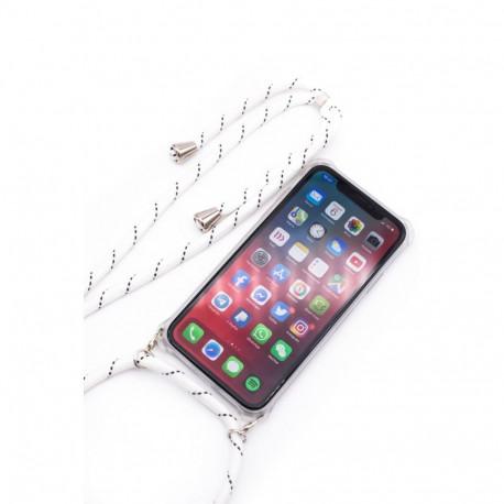 Evelatus Samsung A10s Case with rope White Stripes Transparent